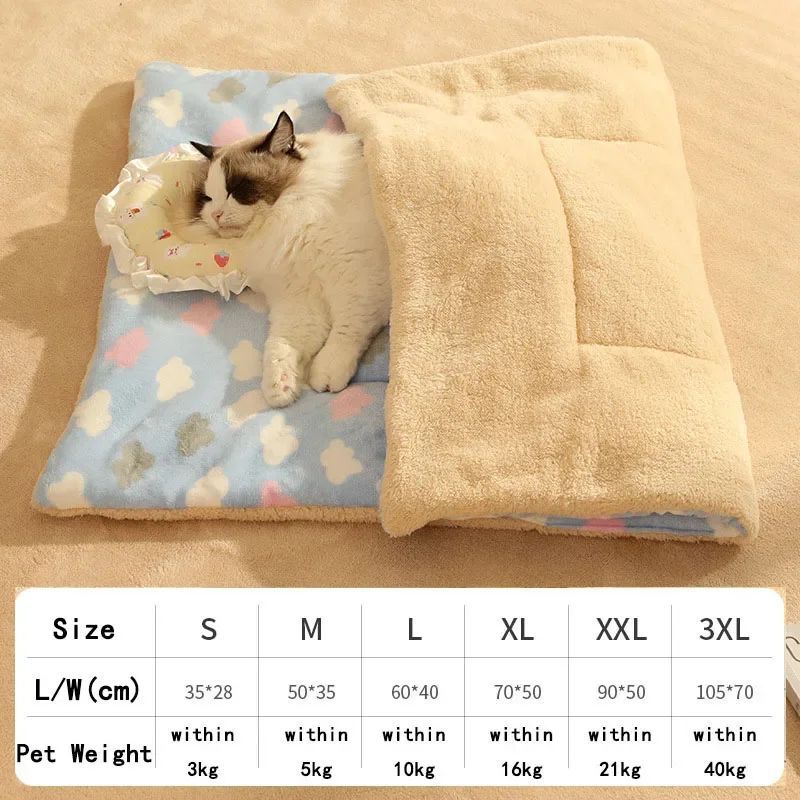 HKM-9275197 Soft Warm Pet Quilt Blanket for Dogs and Cats - Flannel and Lamb's Wool, Multi-Size Options Available