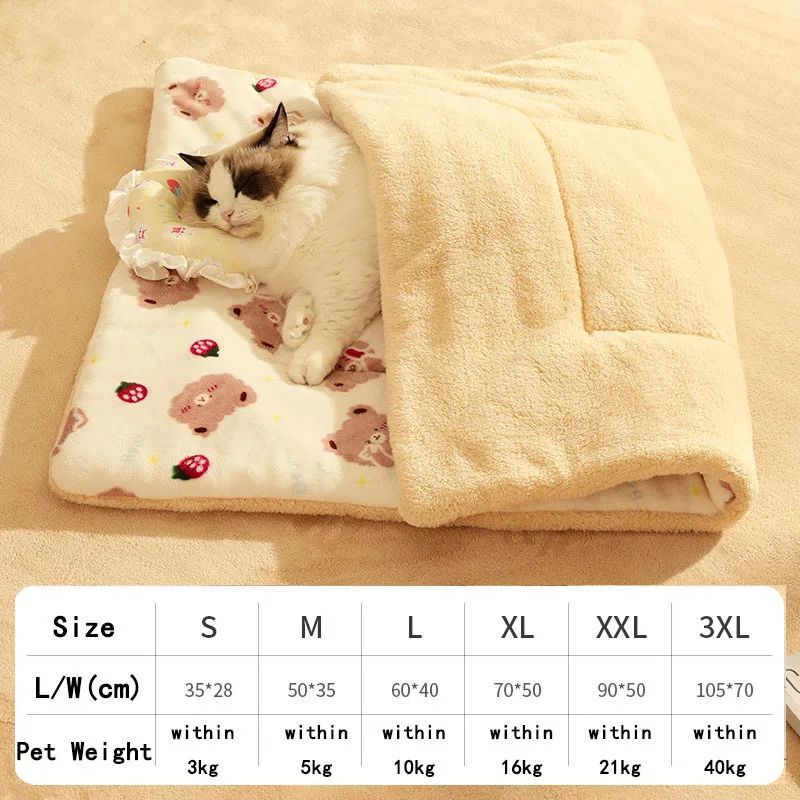HKM-9275197 Soft Warm Pet Quilt Blanket for Dogs and Cats - Flannel and Lamb's Wool, Multi-Size Options Available