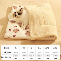 HKM-9275197 Soft Warm Pet Quilt Blanket for Dogs and Cats - Flannel and Lamb's Wool, Multi-Size Options Available