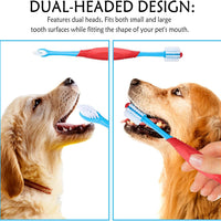 HKM-9275837 360-Degree Dual-Head Dog and Cat Toothbrush with Non-Slip Handle for Effective Dental Care