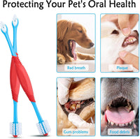 HKM-9275837 360-Degree Dual-Head Dog and Cat Toothbrush with Non-Slip Handle for Effective Dental Care