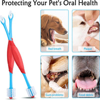 HKM-9275837 360-Degree Dual-Head Dog and Cat Toothbrush with Non-Slip Handle for Effective Dental Care