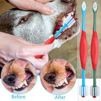 HKM-9275837 360-Degree Dual-Head Dog and Cat Toothbrush with Non-Slip Handle for Effective Dental Care