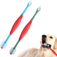 HKM-9275837 360-Degree Dual-Head Dog and Cat Toothbrush with Non-Slip Handle for Effective Dental Care