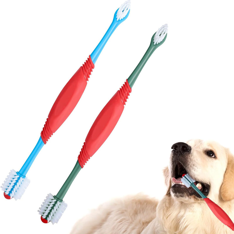 HKM-9275837 360-Degree Dual-Head Dog and Cat Toothbrush with Non-Slip Handle for Effective Dental Care