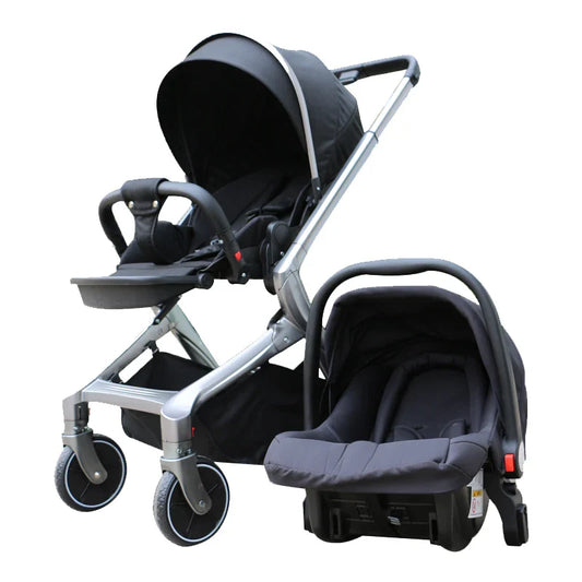 HKM-927699 3-in-1 Reversible Linen Baby Stroller with Basket for Ages 0-3 Years