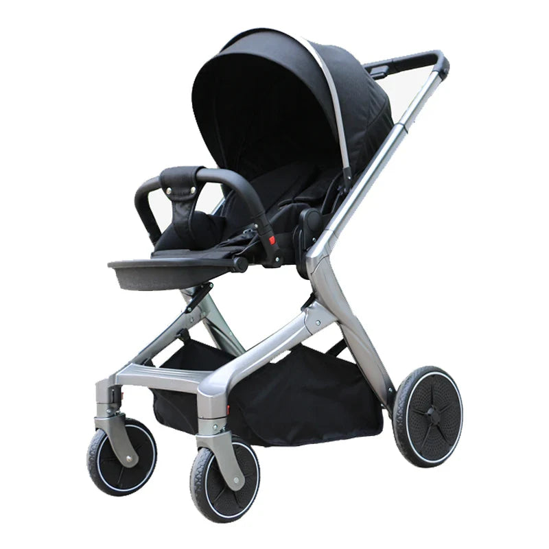 HKM-927699 3-in-1 Reversible Linen Baby Stroller with Basket for Ages 0-3 Years