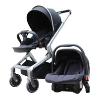 HKM-6927699 3-in-1 Reversible Linen Baby Stroller with Basket for Ages 0-3 Years
