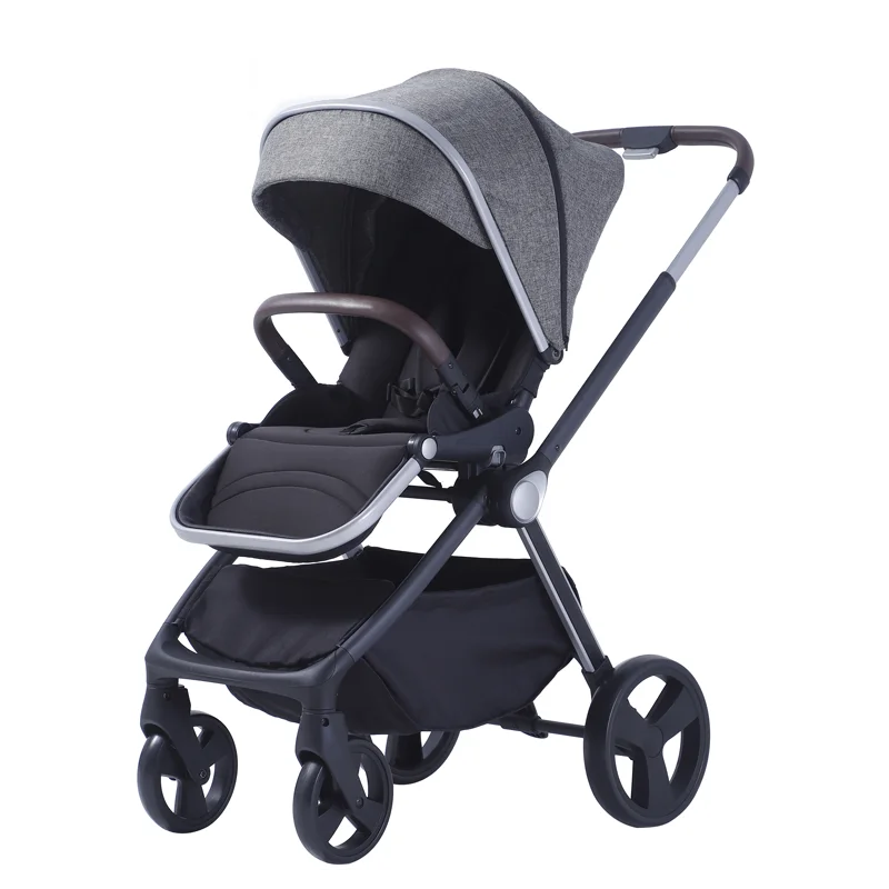 HKM-927699 3-in-1 Reversible Linen Baby Stroller with Basket for Ages 0-3 Years