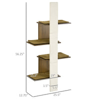 HKM-9277629 4-Layer Wall-Mounted Cat Tree with Cushions and Scratching Board, Natural Beige Cat Activity Center