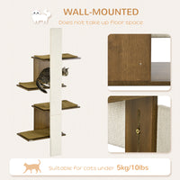 HKM-9277629 4-Layer Wall-Mounted Cat Tree with Cushions and Scratching Board, Natural Beige Cat Activity Center
