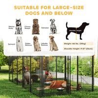 HKM-9278013 Spacious Outdoor Dog Kennel with Adjustable Height Rotating Bowls and Waterproof Canopy