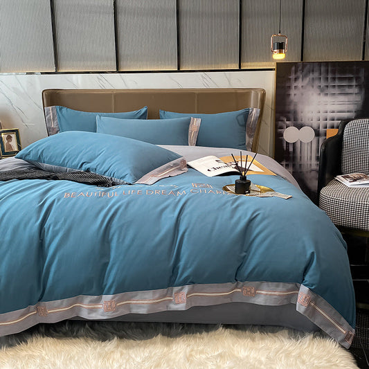 HKM-927827 Cotton Quilt Cover and Bed Sheet Set for Autumn and Winter, Available in Multiple Colors and Sizes