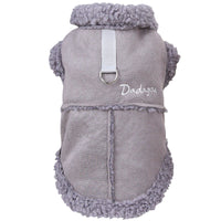 HKM-9278781 Padded Dog and Cat Vest Coat in Peach Skin Velvet for Autumn and Winter, Available in Gray and Brown