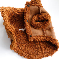 HKM-9278781 Padded Dog and Cat Vest Coat in Peach Skin Velvet for Autumn and Winter, Available in Gray and Brown