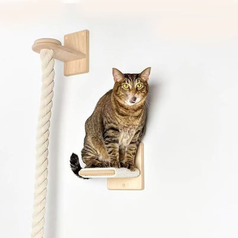 HKM-9279165 Wall-Mounted Cat Climbing Toy with Jute Rope Jumping Platforms