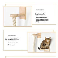 HKM-9279165 Wall-Mounted Cat Climbing Toy with Jute Rope Jumping Platforms