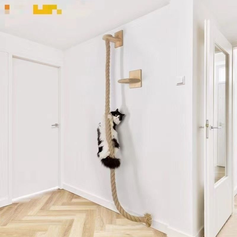 HKM-9279165 Wall-Mounted Cat Climbing Toy with Jute Rope Jumping Platforms