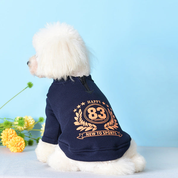 HKM-9279421 Casual Cotton Two-Legged Pet Sweater in Navy Blue and Hemp Gray
