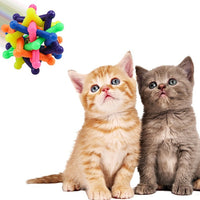 HKM-927955 Colorful Bell Woven Ball Dog Chew Toy - Soft Rubber, 7CM Diameter