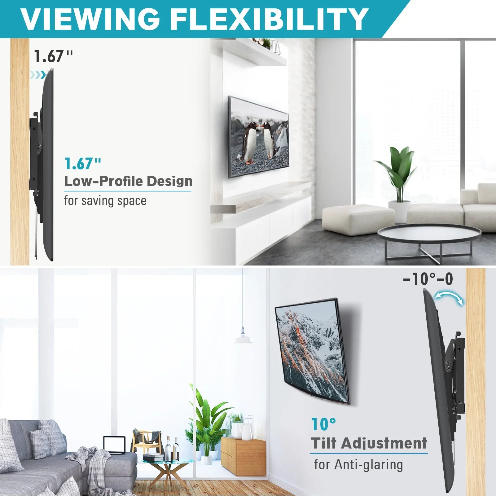 HKM-928019 Tilting TV Wall Mount Bracket for VESA 600x400 with UL Safety Certification