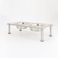 HKM-9280317 Adjustable Height Stainless Steel Dog Food Bowl Stand With Two Bowls