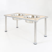 HKM-9280317 Adjustable Height Stainless Steel Dog Food Bowl Stand With Two Bowls