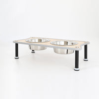 HKM-9280317 Adjustable Height Stainless Steel Dog Food Bowl Stand With Two Bowls