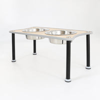HKM-9280317 Adjustable Height Stainless Steel Dog Food Bowl Stand With Two Bowls