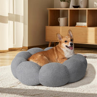 HKM-9281597 Fluffy Flower Design Calming Pet Bed for Indoor Cats and Dogs | Non-Slip, Machine Washable, Eco-Friendly