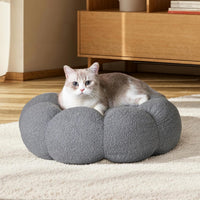 HKM-9281597 Fluffy Flower Design Calming Pet Bed for Indoor Cats and Dogs | Non-Slip, Machine Washable, Eco-Friendly