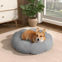HKM-9281597 Fluffy Flower Design Calming Pet Bed for Indoor Cats and Dogs | Non-Slip, Machine Washable, Eco-Friendly