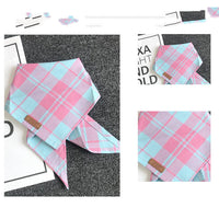 HKM-9281725 Pink Check Cotton Plaid Pet Scarf - Medium Size, Leisure Accessory