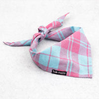 HKM-9281725 Pink Check Cotton Plaid Pet Scarf - Medium Size, Leisure Accessory