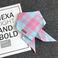 HKM-9281725 Pink Check Cotton Plaid Pet Scarf - Medium Size, Leisure Accessory