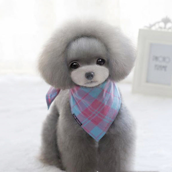 HKM-9281725 Pink Check Cotton Plaid Pet Scarf - Medium Size, Leisure Accessory