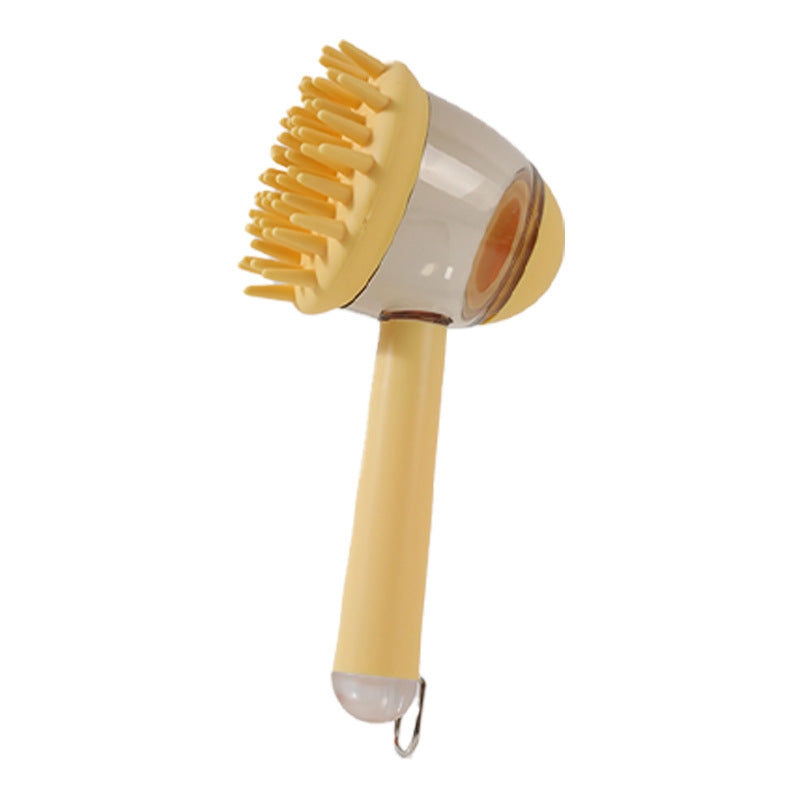 HKM-9281981 3-in-1 Bath Brush for Pets with Silicone Massage and De-fluffing Features