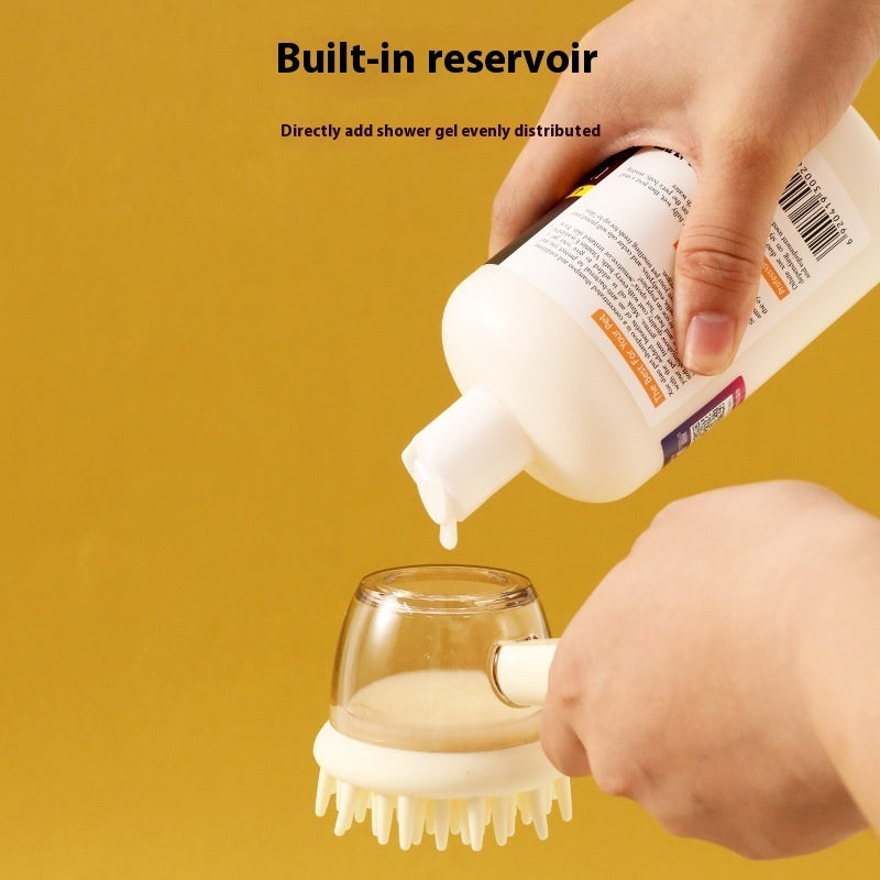 HKM-9281981 3-in-1 Bath Brush for Pets with Silicone Massage and De-fluffing Features
