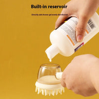 HKM-9281981 3-in-1 Bath Brush for Pets with Silicone Massage and De-fluffing Features