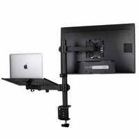 HKM-928211 Multi-Function Dual Screen Monitor Stand for Notebooks and Keyboards - Metal Black Bracket