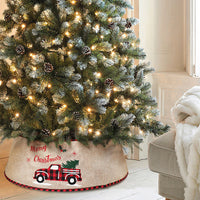 HKM-928275 Christmas Tree Skirt with Car Linen Design, 61cm Upper Diameter, 77cm Lower Diameter, 26cm Height