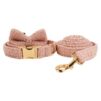 HKM-9283901 Three-Piece Dog Collar and Leash Set with Bow ¨C Durable Cloth Design