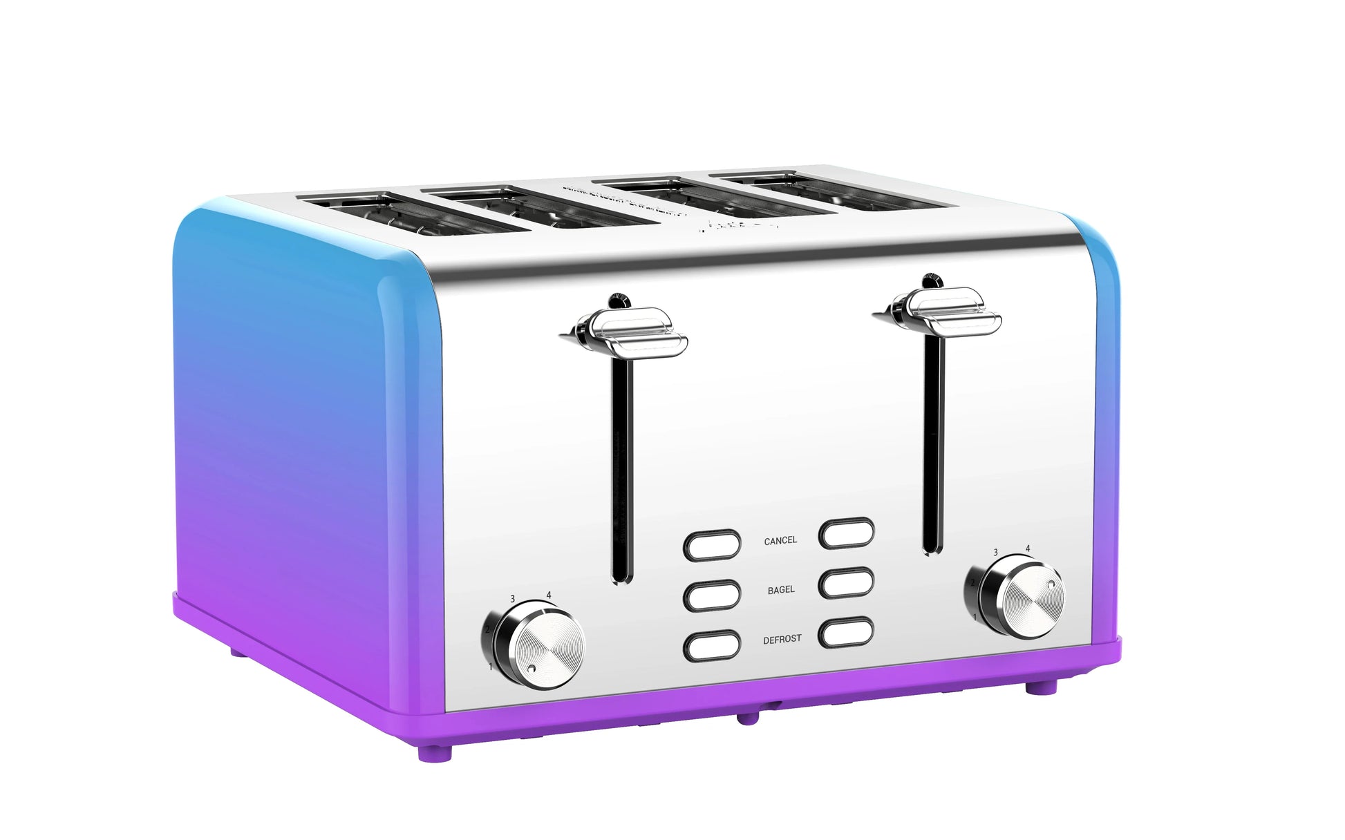 HKM-928403 Smart 4-Slice Stainless Steel Toaster with Custom LED Display for Sandwiches and Bread