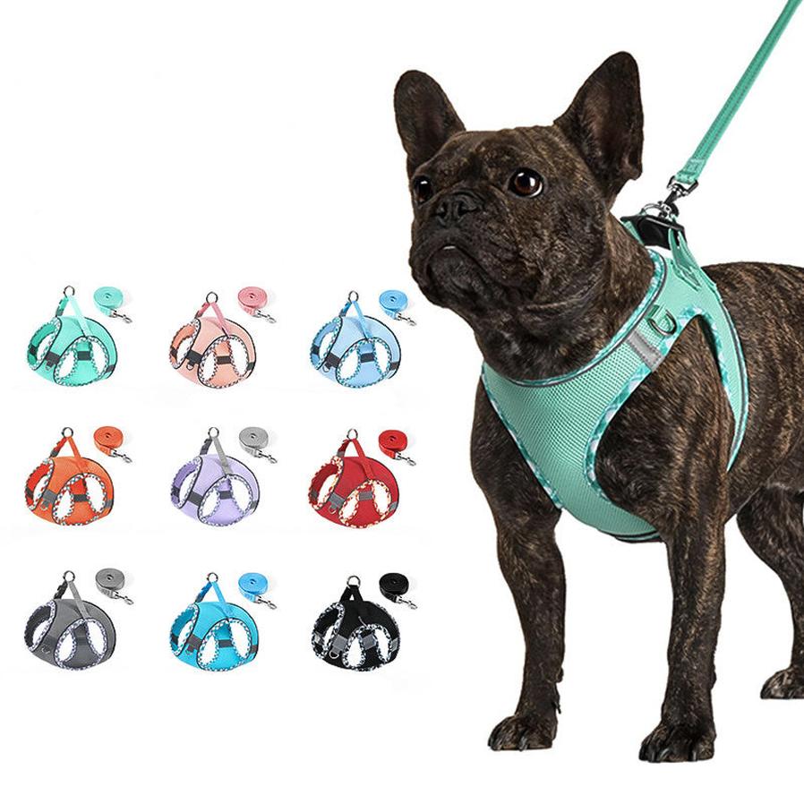 HKM-928531 No-Pull Dog Harness with Leash ¨C Breathable Mesh Step-In Vest for Dogs and Cats, Reflective Design, Quick-Release Buckle, Adjustable Sizes