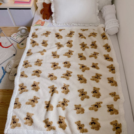 HKM-928659 Reversible Lamb Velvet Blanket for Kids - Cozy Cartoon Designs in Various Colors and Sizes