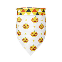 HKM-9287485 Halloween Dog Scarf with Cartoon Pumpkin and Bat Patterns - Triangular Polyester Bib