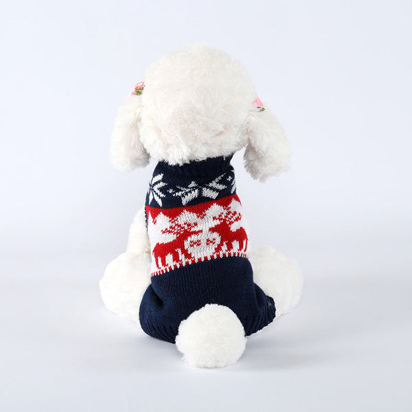 HKM-9287869 Personalized Christmas Dog Sweater in Navy Blue - Knitted Acrylic, Sizes XS to L