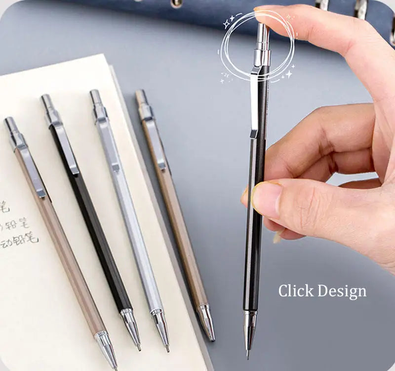 HKM-928787 Student Mechanical Pencil Set 0.5mm & 0.7mm for Writing and Drafting - Silver/Black, 60pcs Box