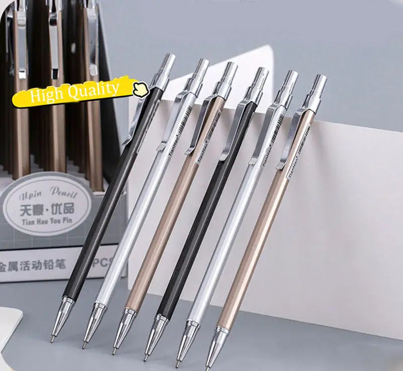 HKM-928787 Student Mechanical Pencil Set 0.5mm & 0.7mm for Writing and Drafting - Silver/Black, 60pcs Box