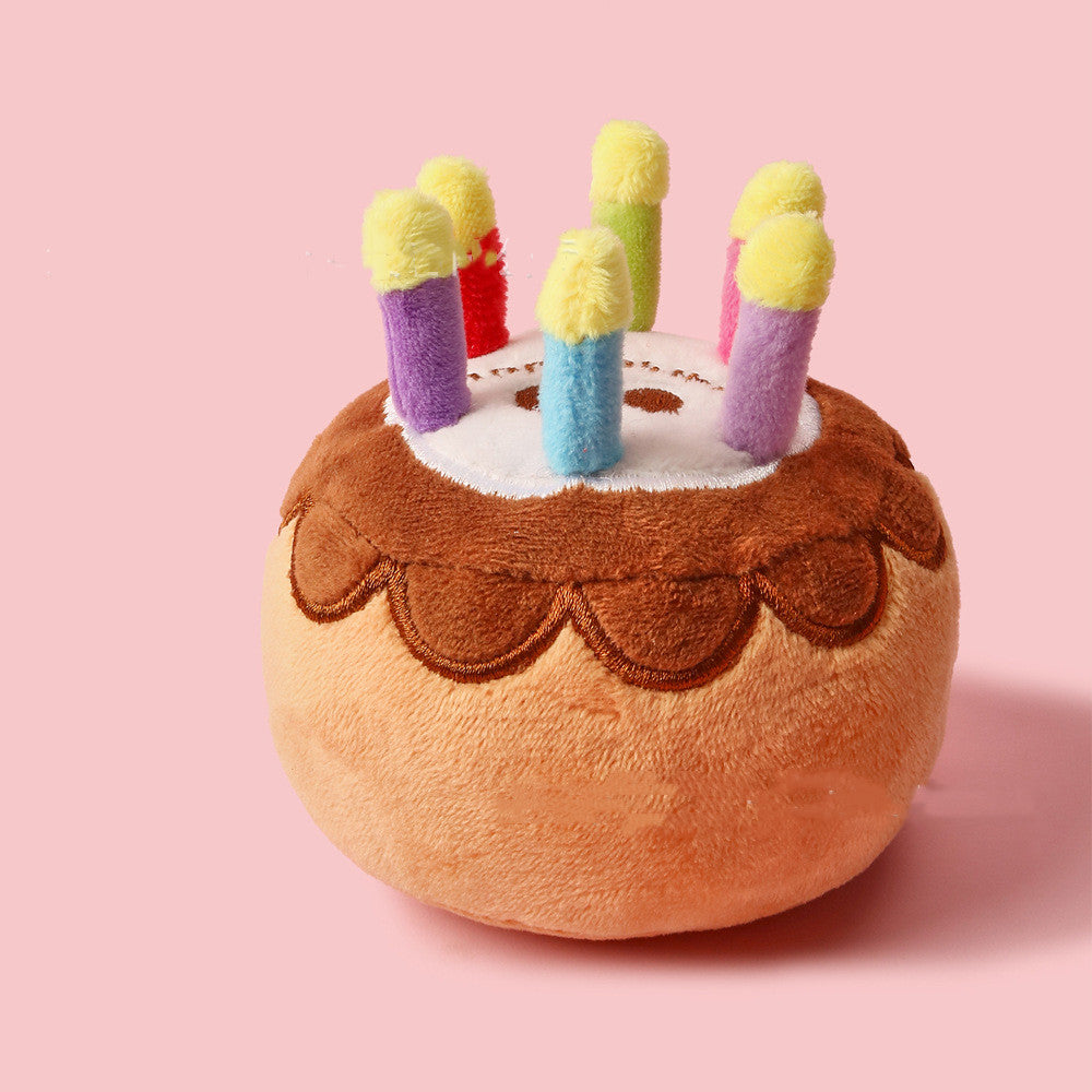 HKM-9289533 Pet Plush Birthday Cake Toy for Dogs – Stress Relief & Chewing Fun